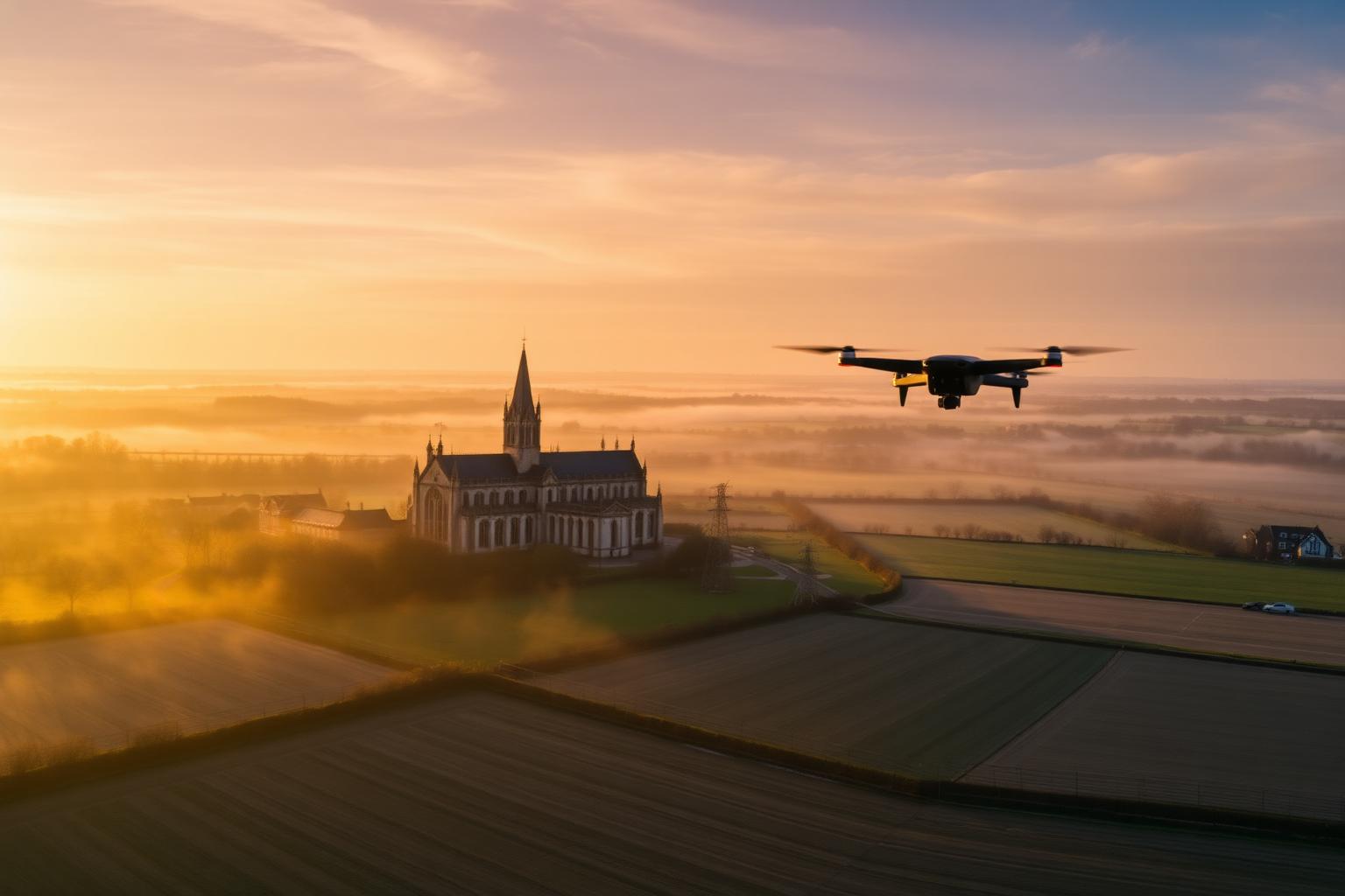 Aerial view of Lincoln Cathedral and Lincolnshire countryside